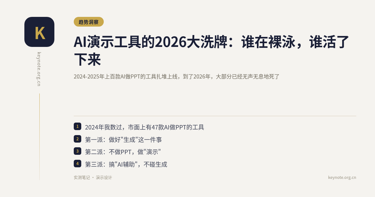AI演示工具的2026大洗牌：谁在裸泳，谁活了下来