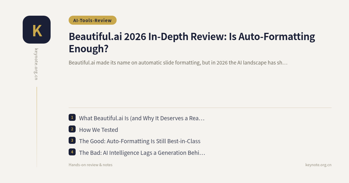 Beautiful.ai 2026 In-Depth Review: Is Auto-Formatting Enough?