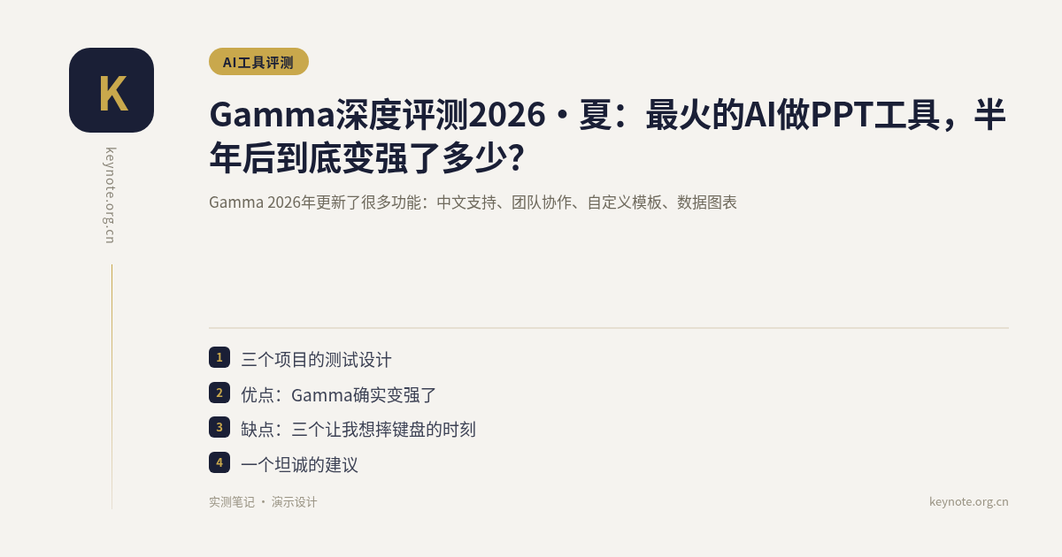 Gamma深度评测2026·夏：最火的AI做PPT工具，半年后到底变强了多少？