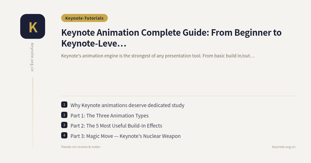 Keynote Animation Complete Guide: From Beginner to Keynote-Level Presentations (2026)