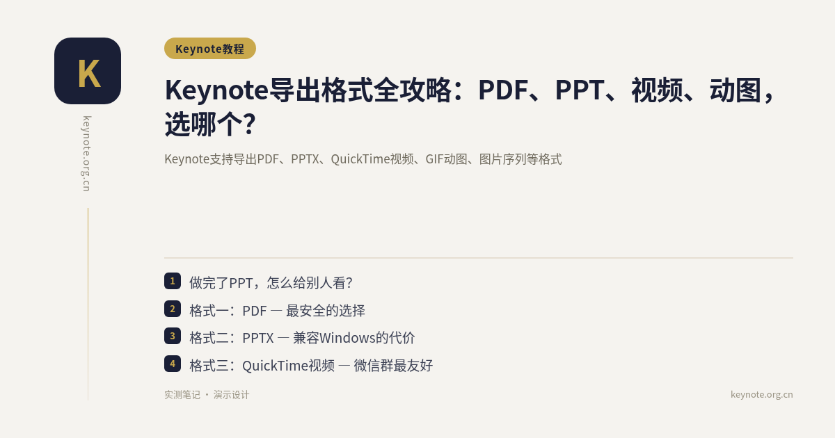 Keynote导出格式全攻略：PDF、PPT、视频、动图，选哪个？