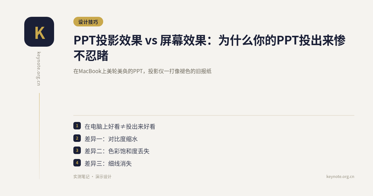 PPT投影效果 vs 屏幕效果：为什么你的PPT投出来惨不忍睹