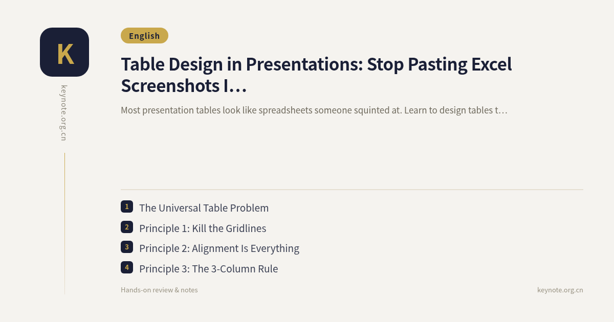 Table Design in Presentations: Stop Pasting Excel Screenshots Into Your Slides